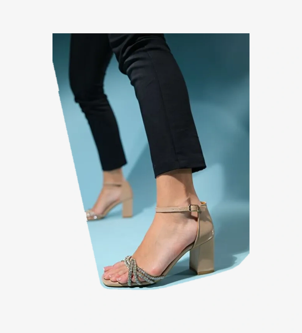Luvi Shoes Bej Kadın Topuklu Sandalet 1-08K33 - Görsel 1
