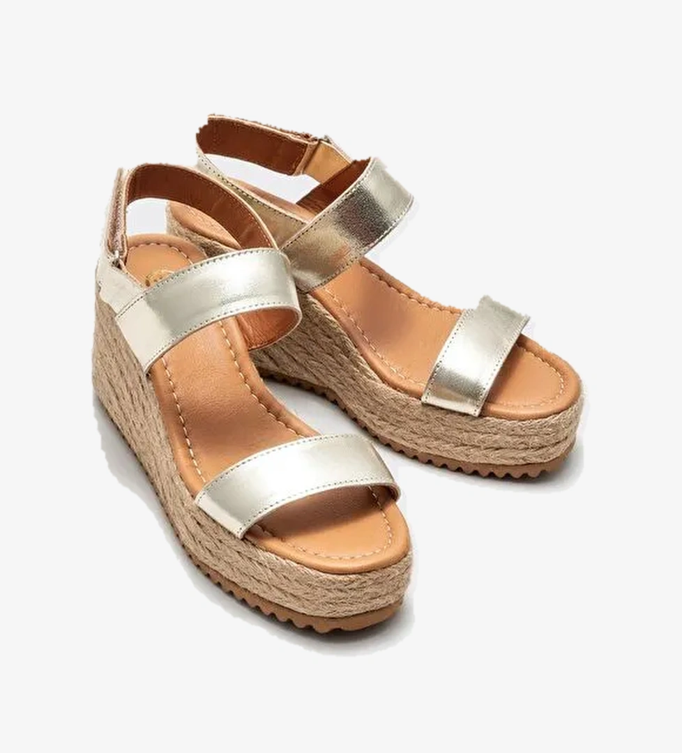 Gold Deri Kadın Espadril - Görsel 1