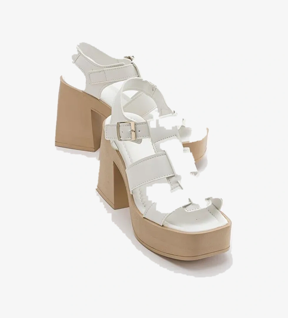 Luvi Shoes Beyaz Kadın Topuklu Sandalet 16-403 - Görsel 1