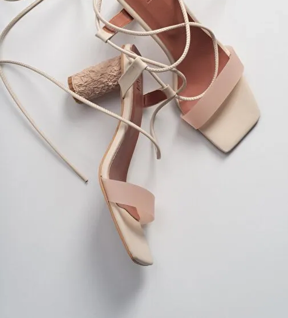 801 Ten Cilt Topuklu Kadın Sandalet - Görsel 1