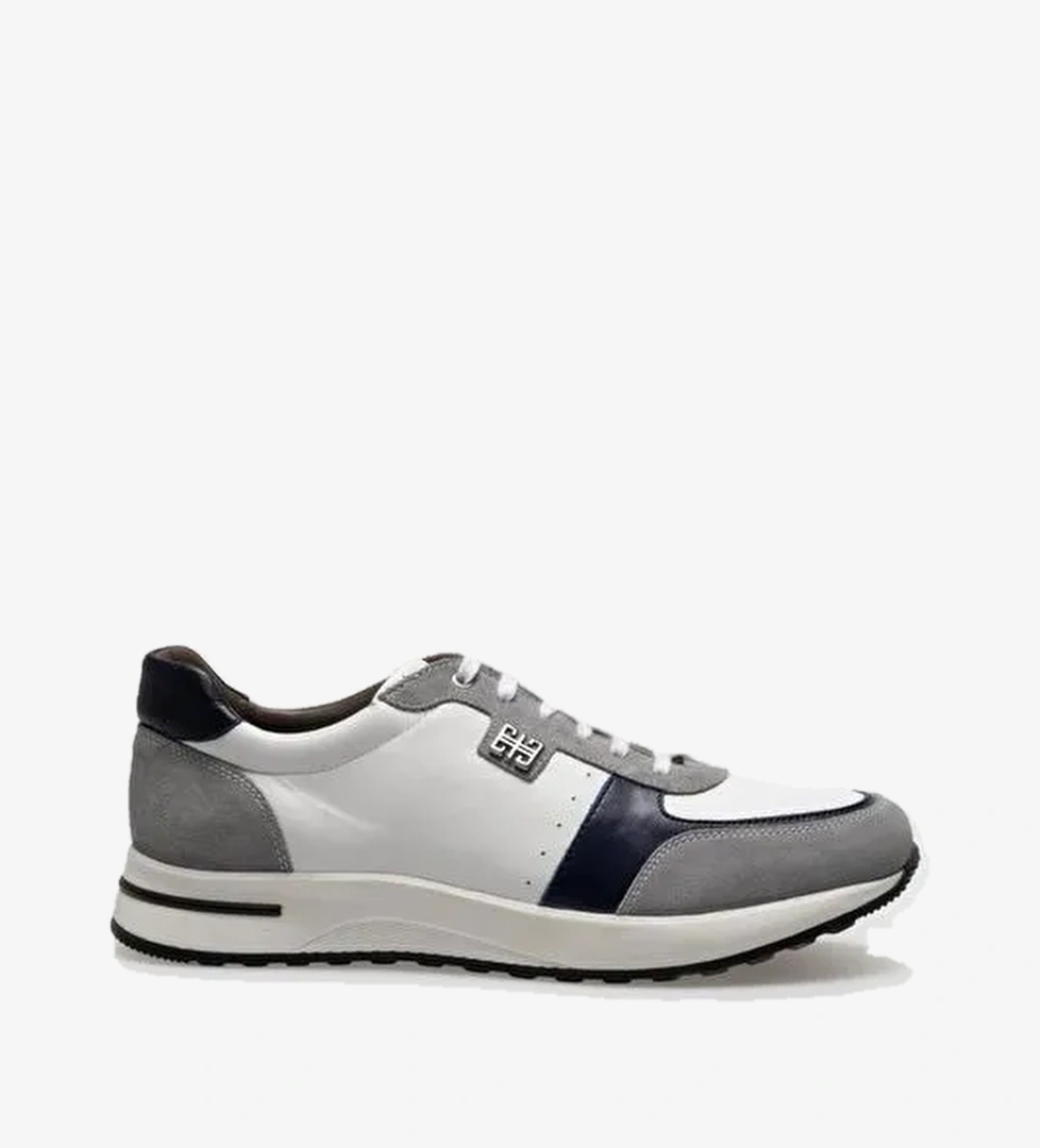 Cabani Ayakkabı Beyaz-Gri-Lacivert Erkek Deri Sneaker 121070 - Görsel 1
