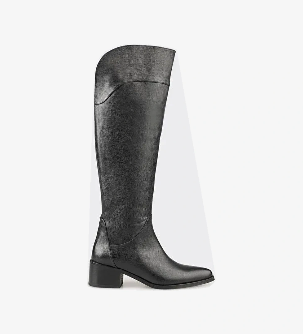 Siyah Deri Kadın Çizme - Görsel 1