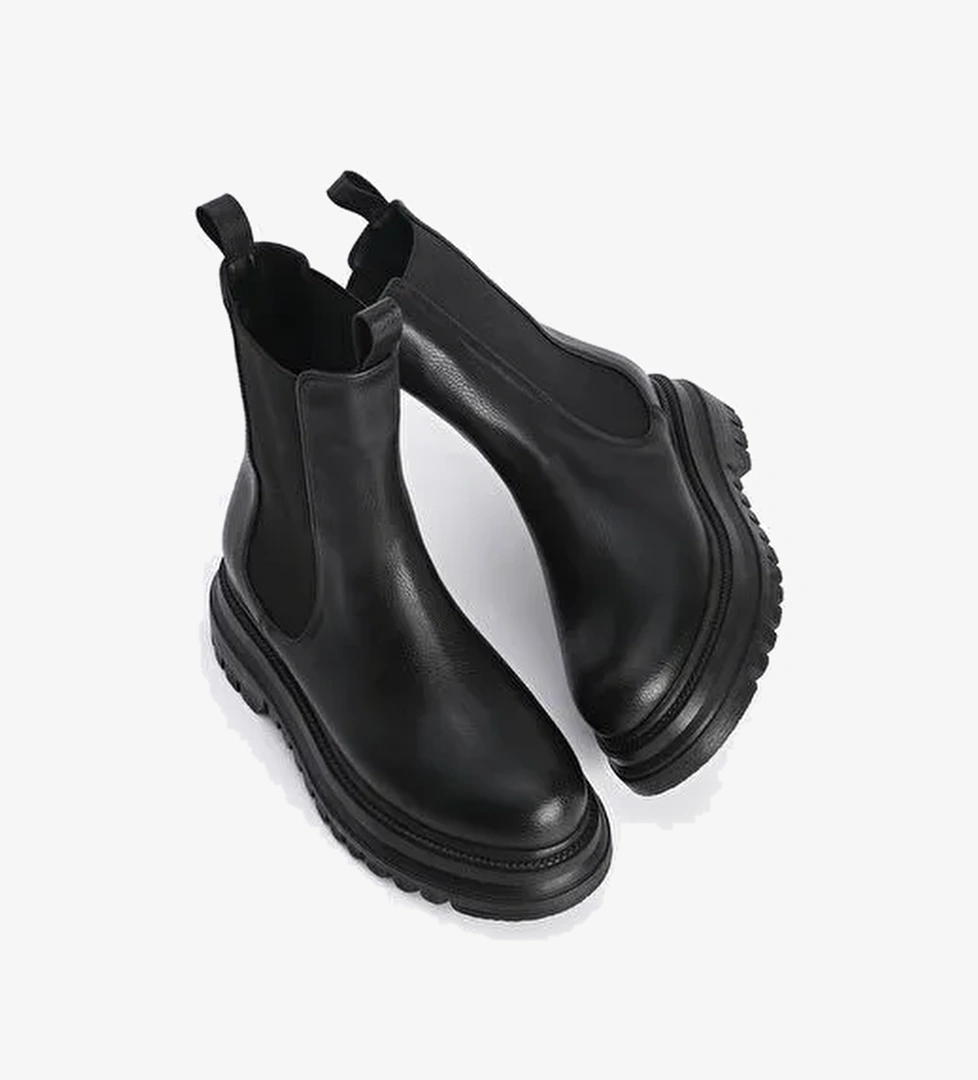 Kadın Kalın Taban Elastik Yan Bantlı Günlük Bot Bekira Siyah - Görsel 1