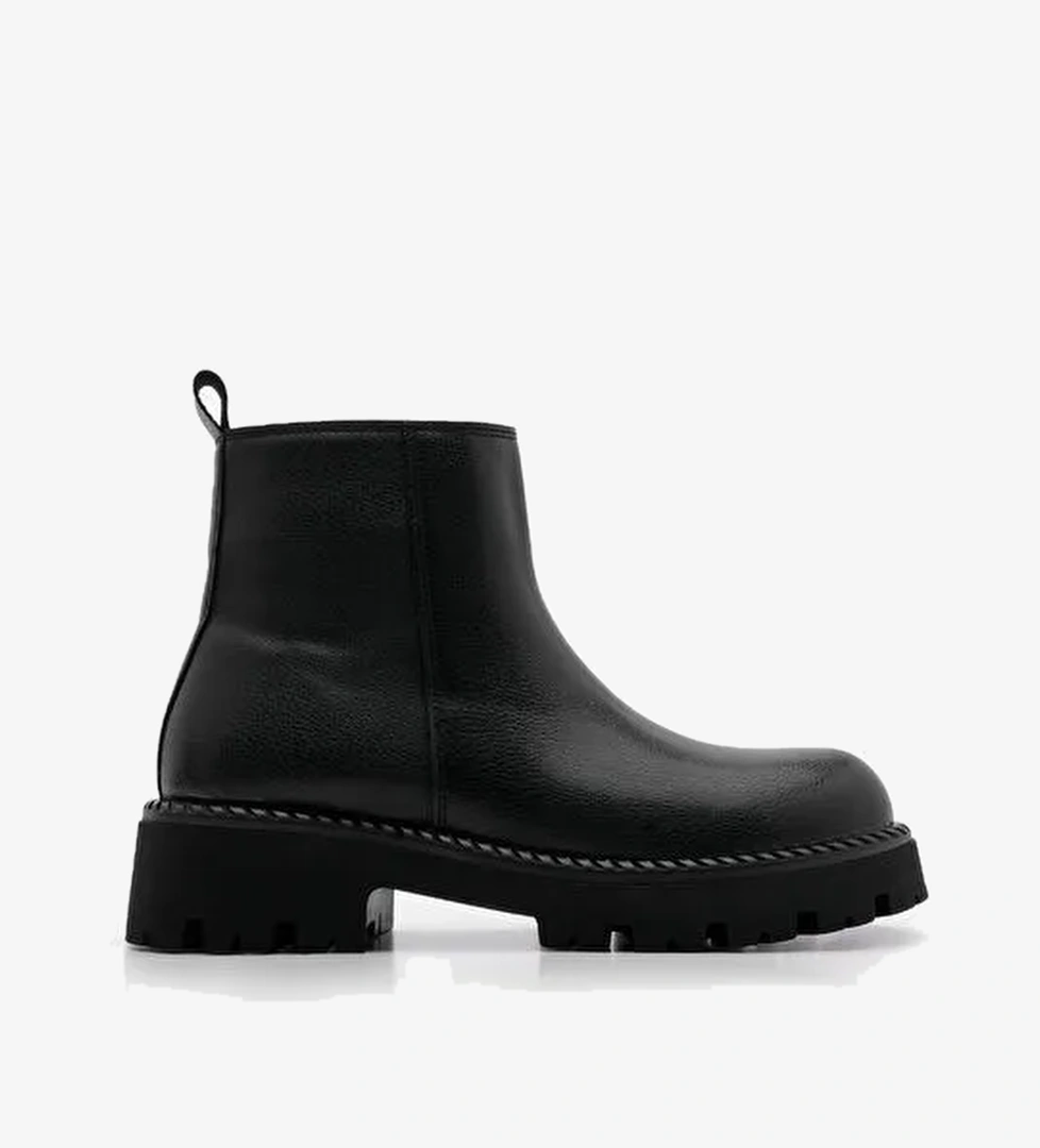 Kadın Fermuarlı Kalın Taban Günlük Bot Terase Siyah - Görsel 1