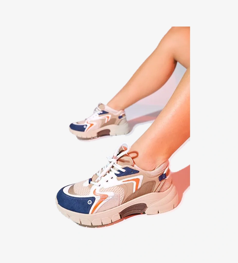 Luvi Shoes Bej-Lacivert Kadın Sneaker 98-51166 - Görsel 1