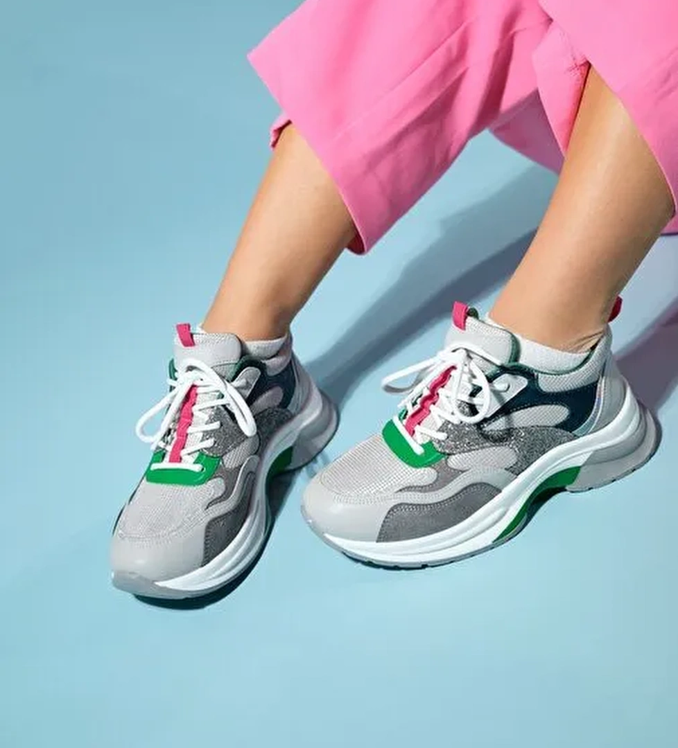 Luvi Shoes Beyaz-Gri Kadın Sneaker 98-30162 - Görsel 1