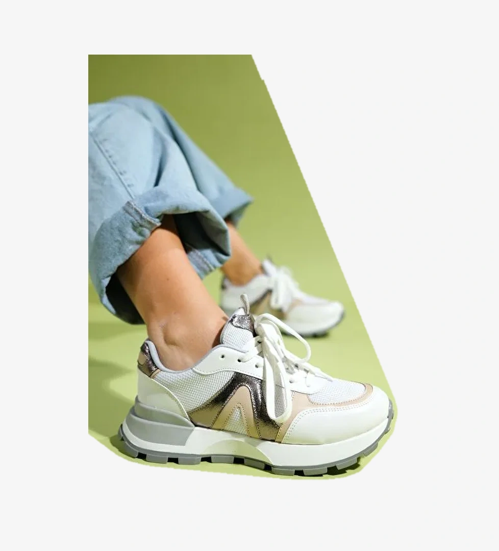 CALM Beyaz Platin Kadın Spor Ayakkabı - Görsel 1