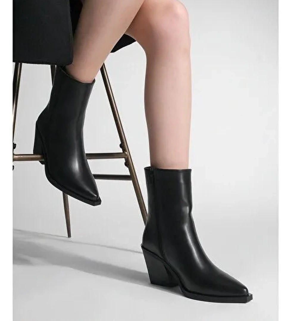 Kadın Sivri Burun Western Bot Forne Siyah - Görsel 1