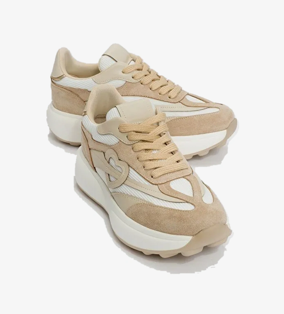 BELMON Bej Süet Kadın Spor Ayakkabı - Görsel 1