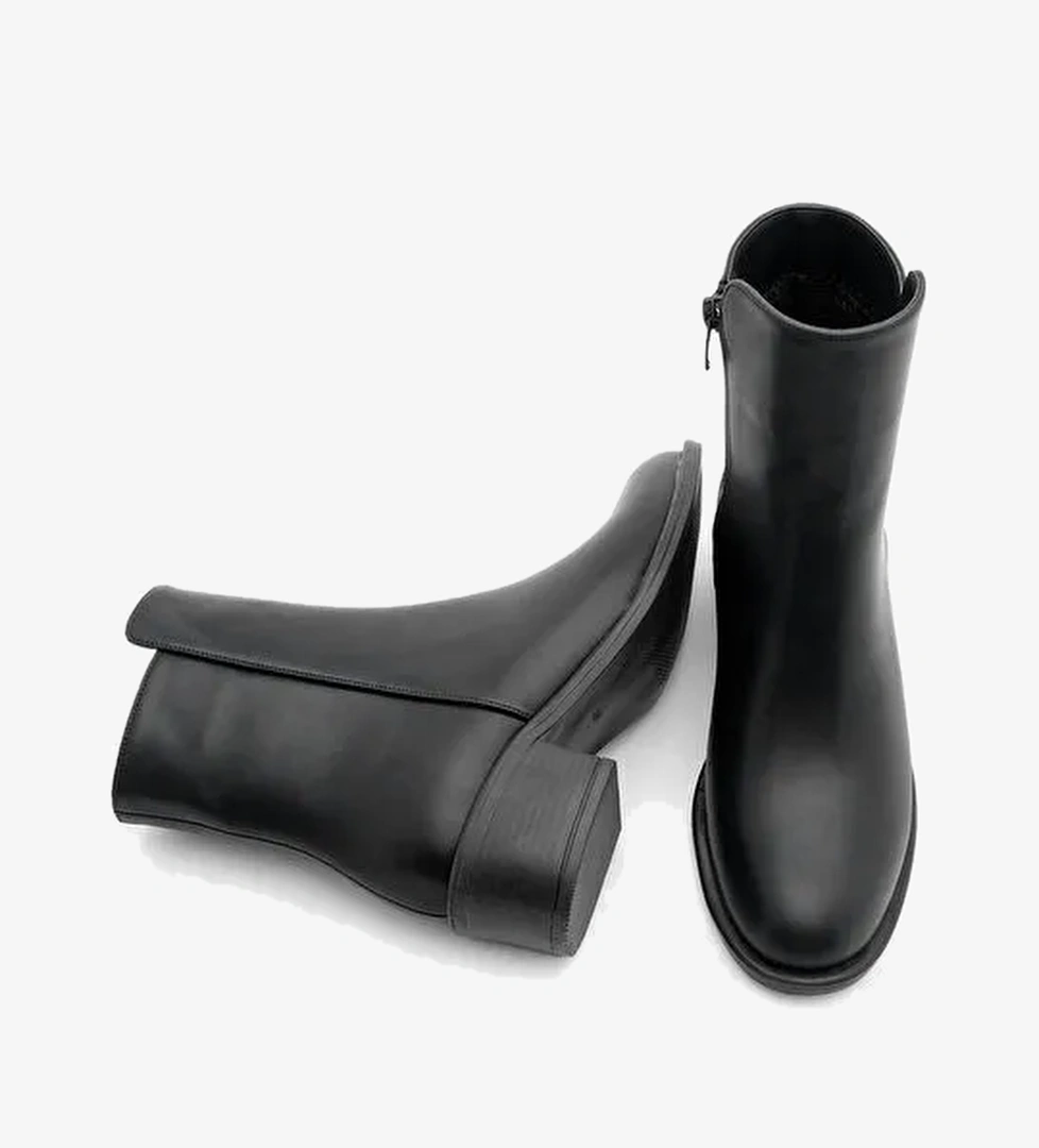 Kadın Klasik Yandan Fermuarlı Günlük Bot Safina Siyah - Görsel 1