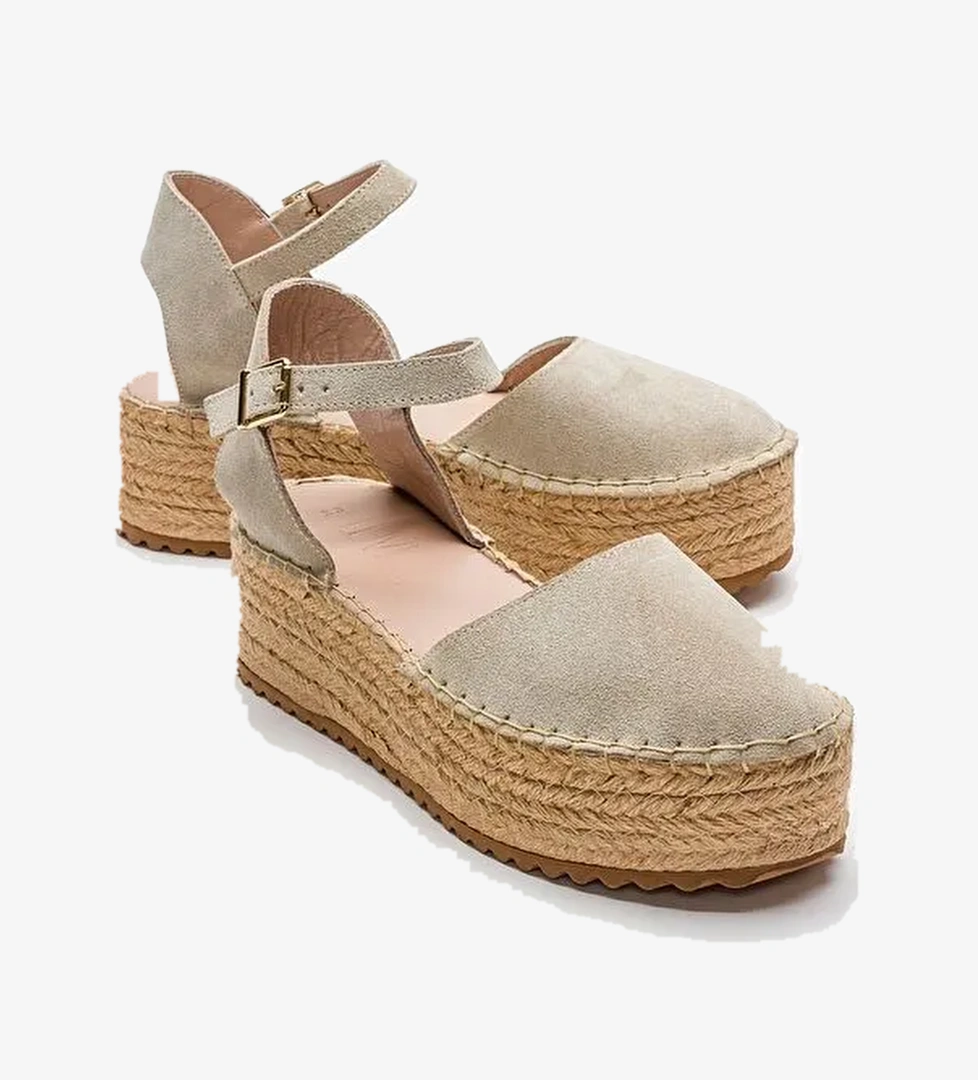 Luvi Shoes Taba Kadın Süet Topuklu Sandalet 9-2503 - Görsel 1