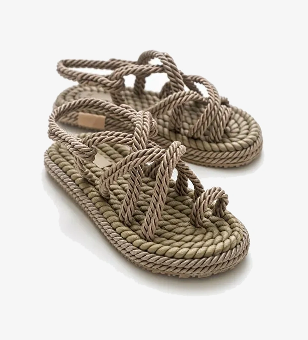 İP Koyu Bej Kadın Sandalet - Görsel 1