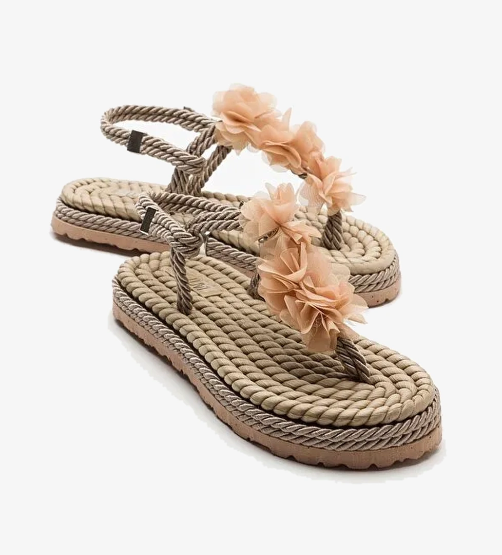 SANTRA Koyu Bej Kadın Parmak Arası İpli Sandalet - Görsel 1