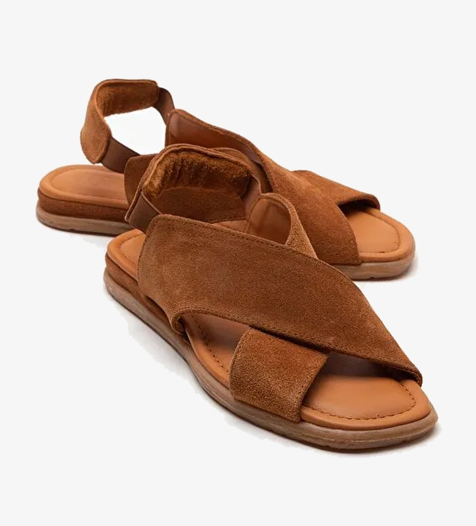 Luvi Shoes Luvi Shoes Taba Süet 706 Hakiki Deri Taba Suet Kadın Sandalet Boyner'de! Taba Süet - 1. görsel