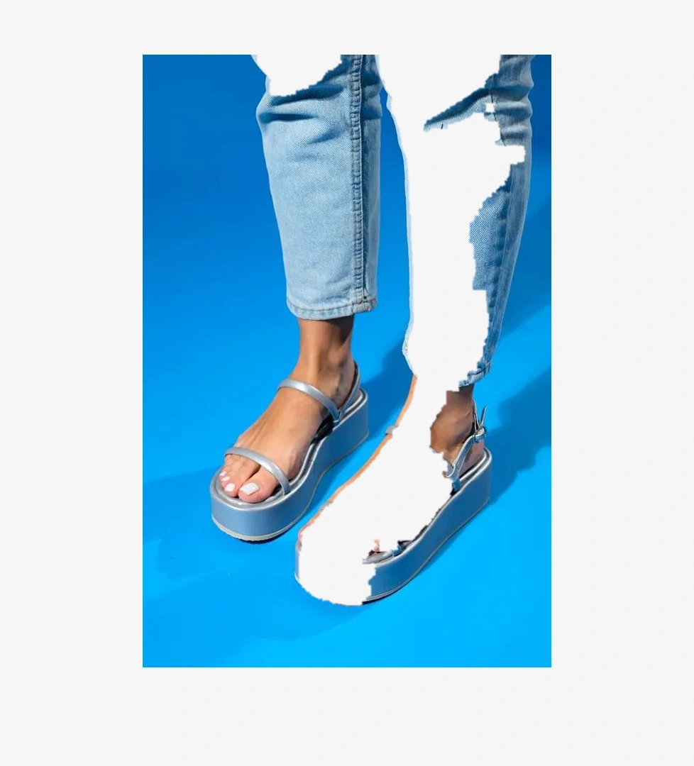 Luvi Shoes Gümüş Kadın Sandalet 16-9907 - Görsel 1