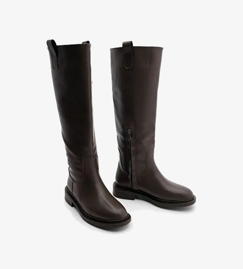 Kadın İçten Yandan Fermuarlı Günlük Çizme Sonate Kahve - Görsel 1