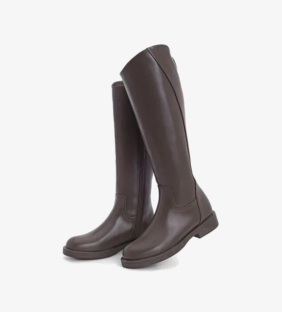 Kadın Yandan Fermuarlı Günlük Çizme Sirante Kahve - Görsel 1