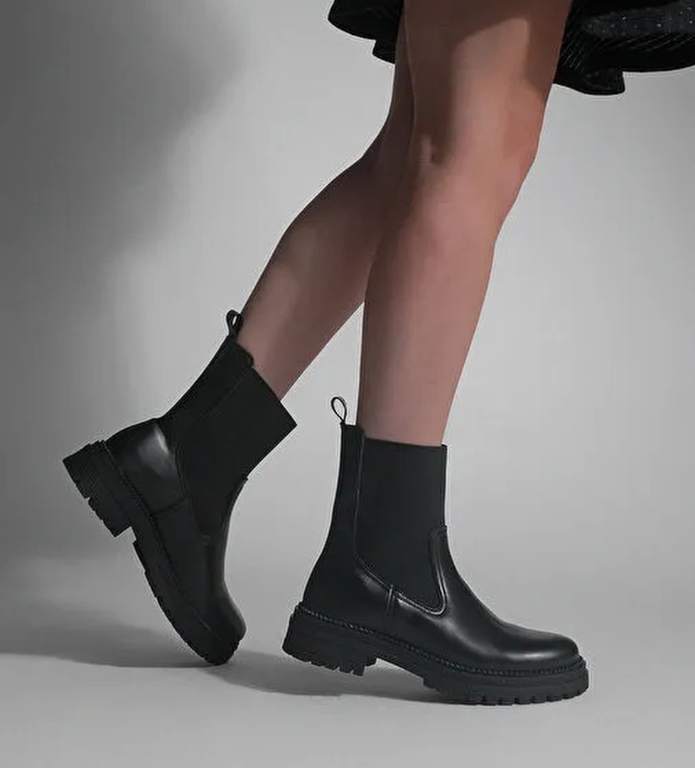 Kadın Lastikli Chelsea Günlük Bot Marges Siyah - Görsel 1