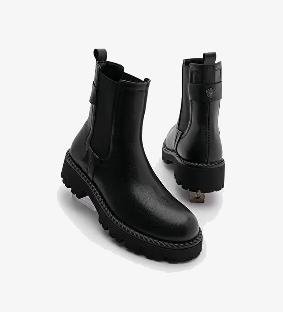 Kadın Elastik Yan Bantlı Günlük Bot Kolesya Siyah - Görsel 1