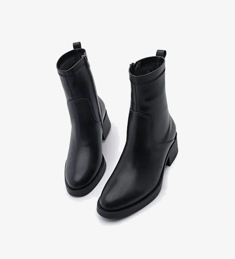 Kadın Fermuarlı Günlük Bot Befor Siyah - Görsel 1