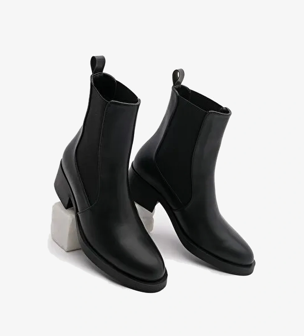 Kadın Elastik Yan Bantlı Günlük Bot Espato Siyah - Görsel 1