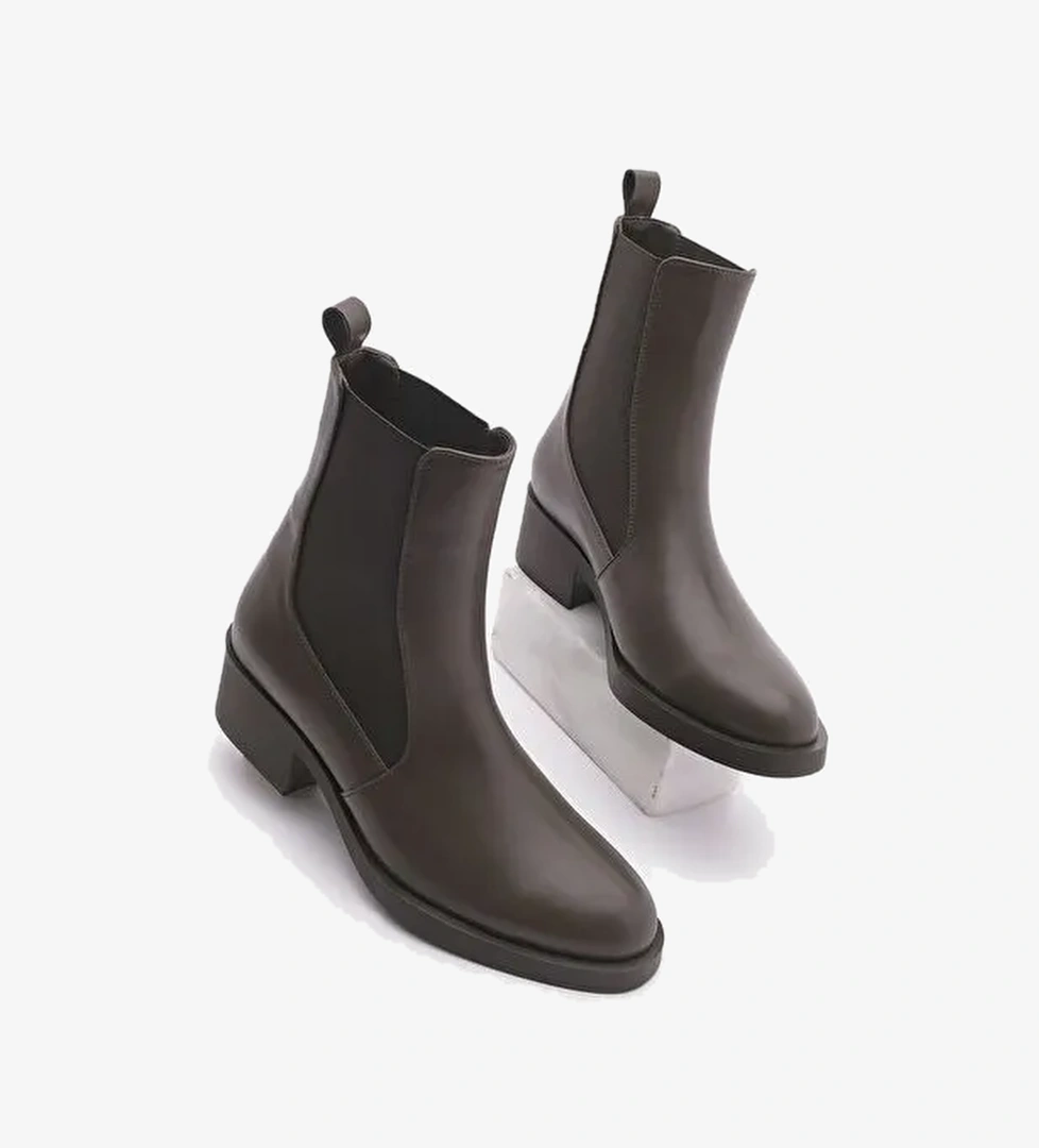 Kadın Elastik Yan Bantlı Günlük Bot Espato Kahve - Görsel 1