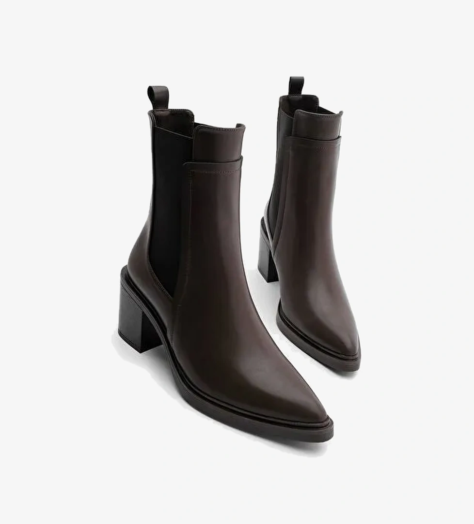 Kadın Çift Lastikli Chelsea Topuklu Bot Pisar Kahve - Görsel 1