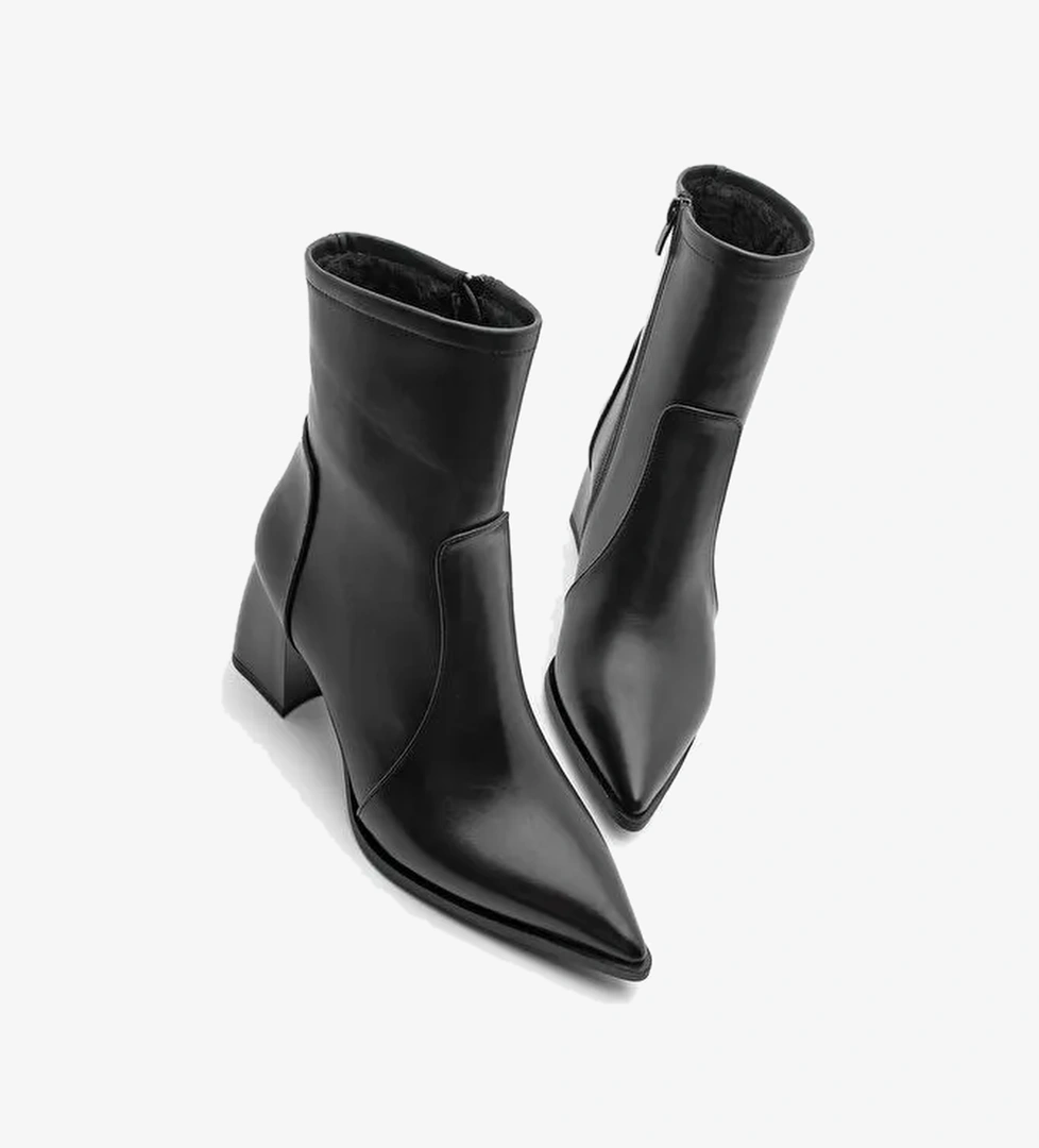Kadın Sivri Burun Kalın Topuklu Bot Rodis Siyah - Görsel 1