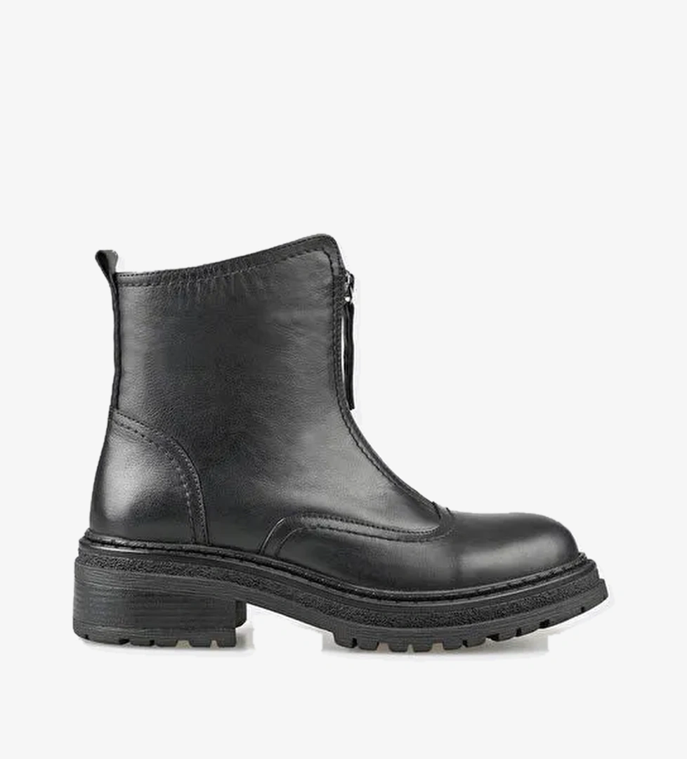 Siyah Deri Kadın Günlük Bot - Görsel 1