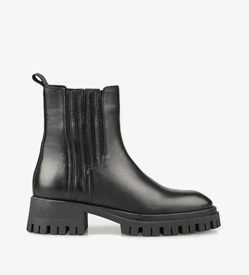 Siyah Deri Kadın Günlük Bot - Görsel 1