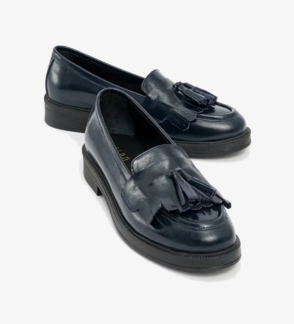 MİLİNA Laci Rugan Püsküllü Hakiki Deri Kadın Loafer Ayakkabı - Görsel 1