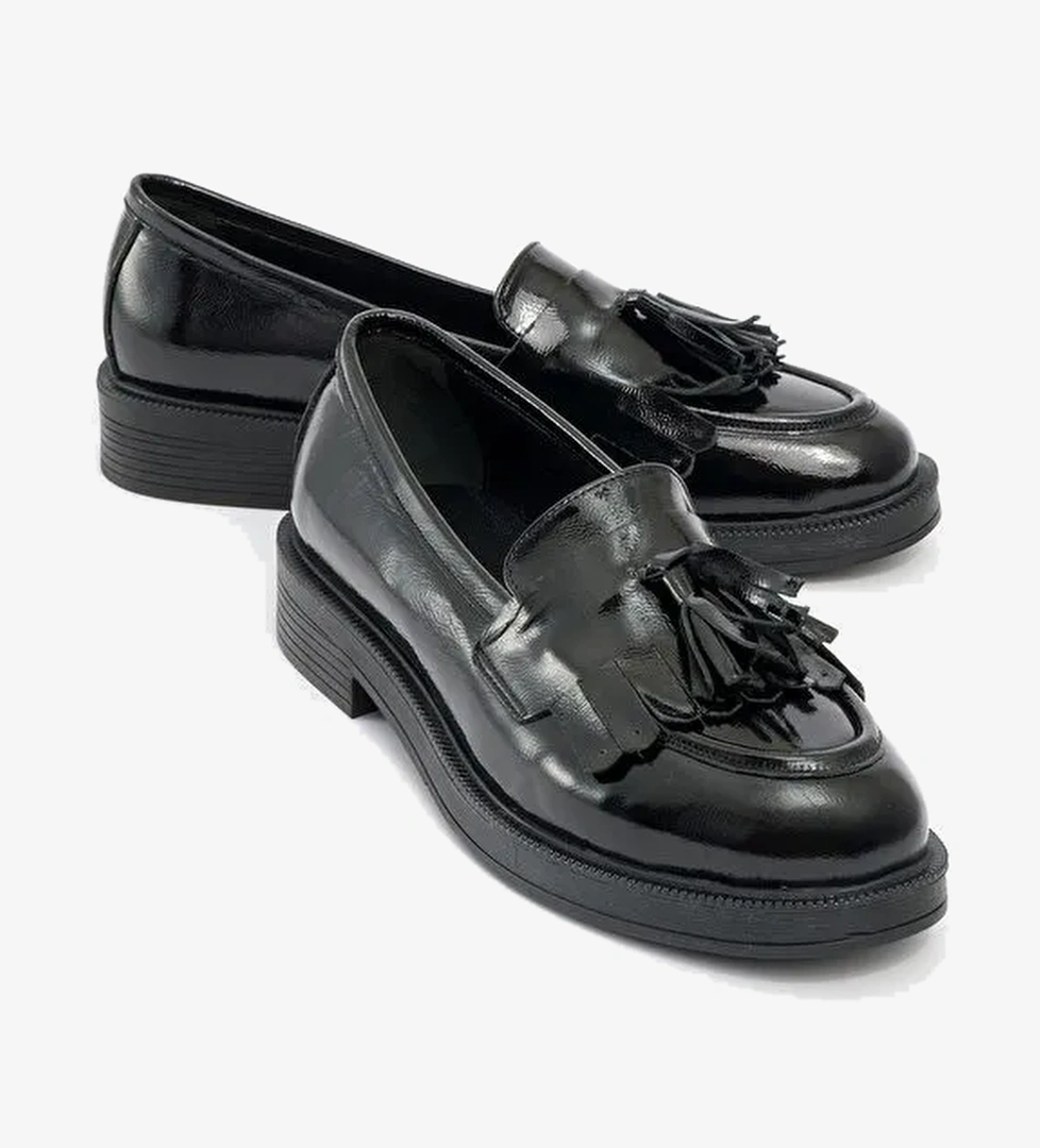 Luvi Shoes Siyah Kadın Deri Loafer 139-01 - Görsel 1