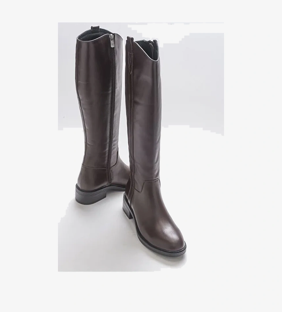 ACRO Kahve Cilt Hakiki Deri Kadın Çizme - Görsel 1