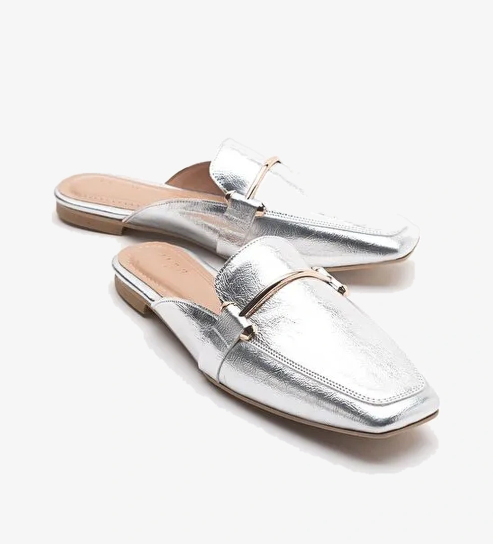 RONDA Gümüş Kadın Terlik - Görsel 1