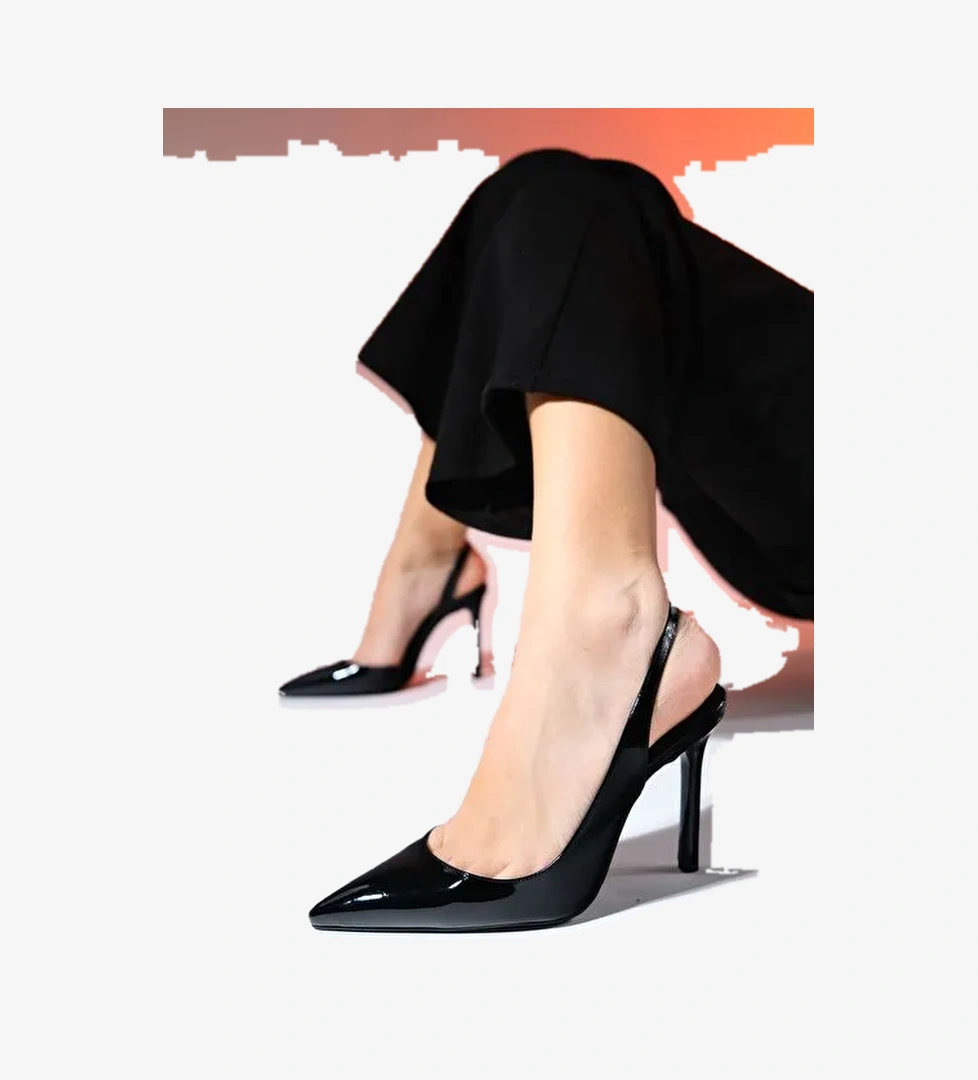 TWİNE Siyah Rugan Kadın Topuklu Ayakkabı - Görsel 1