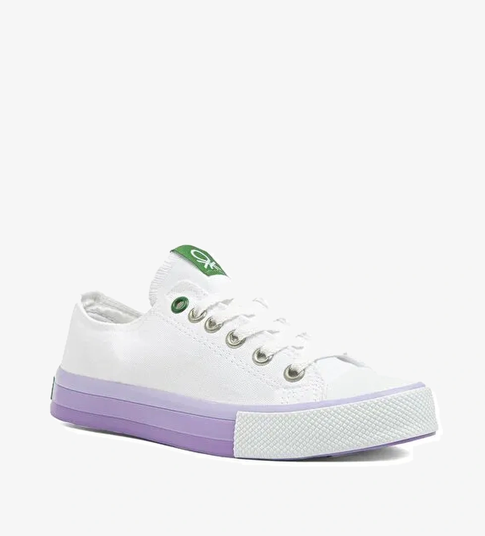 United Colors of Benetton Beyaz-Lila Kadın Sneaker BN-30176-Beyaz Lila - Görsel 1