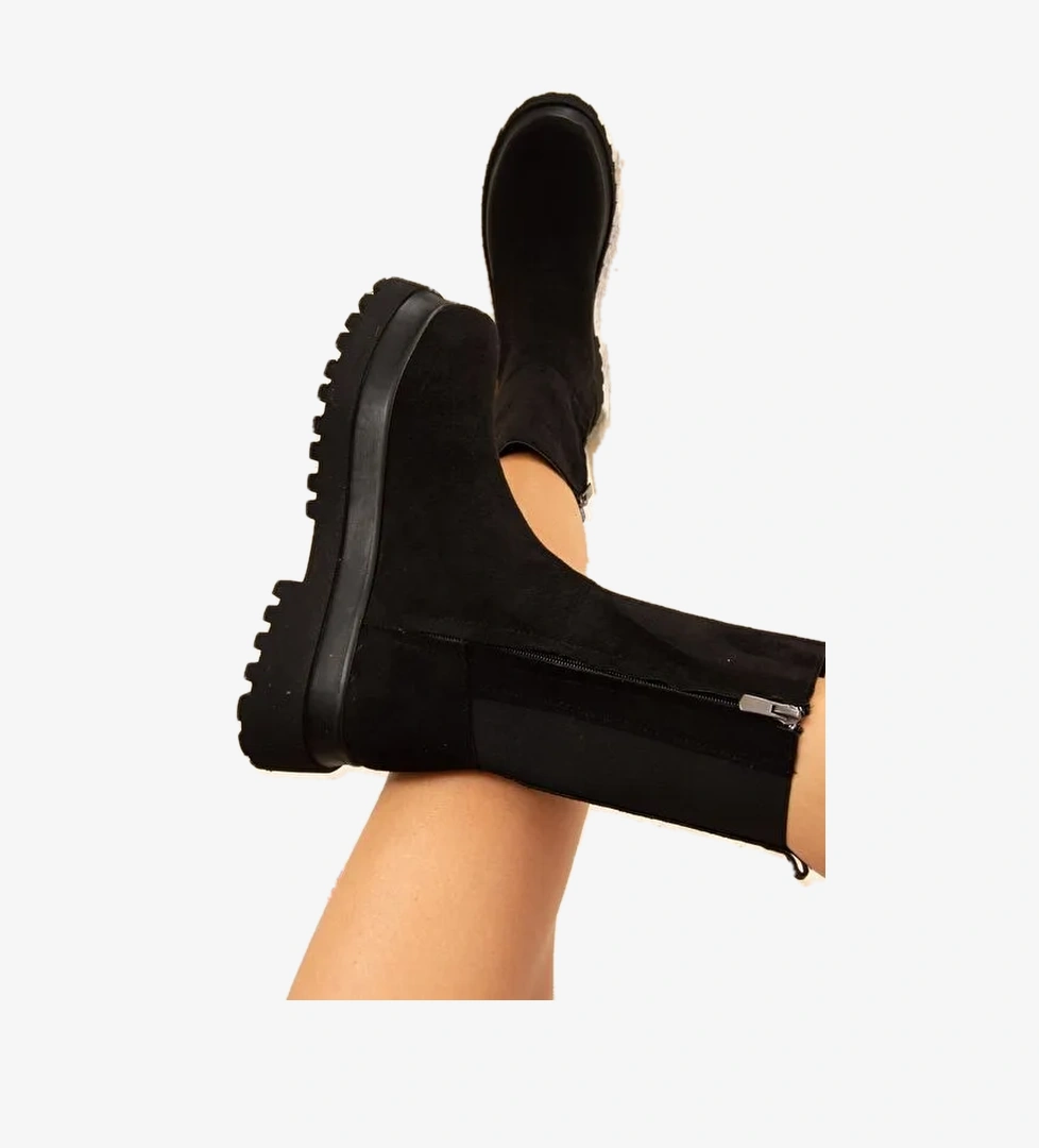 Siyah Süet Kadın Bot J267063102 - Görsel 1