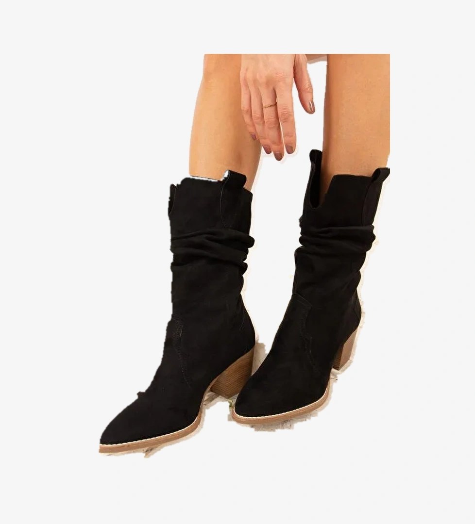 Siyah Süet Kadın Bot J404040002 - Görsel 1