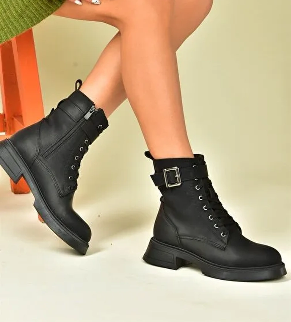 Siyah Metal Tokalı Kadın Postal Bot N674260109 - Görsel 1