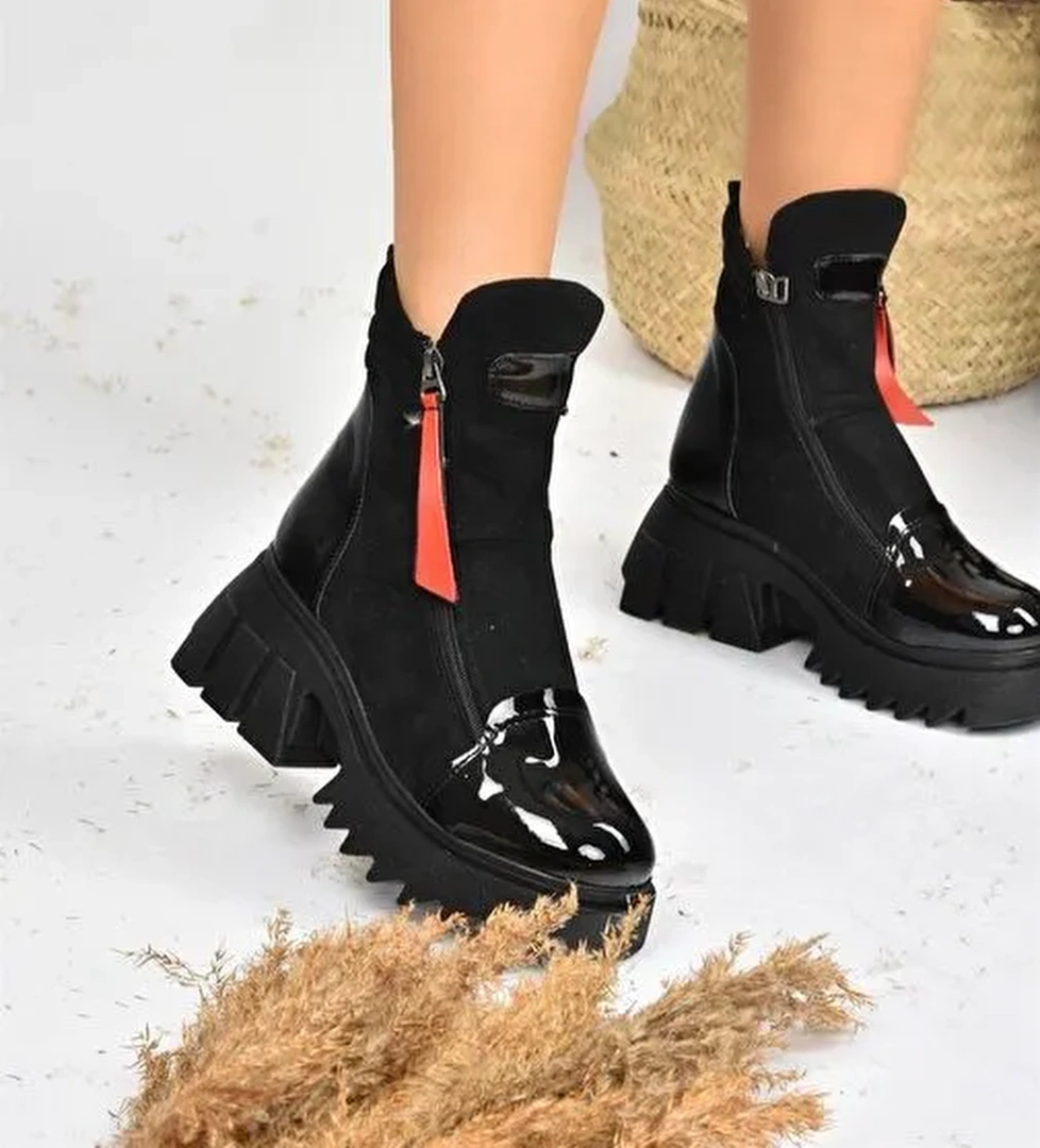 Siyah Süet Kalın Tabanlı Kadın Bot L239001802 - Görsel 1