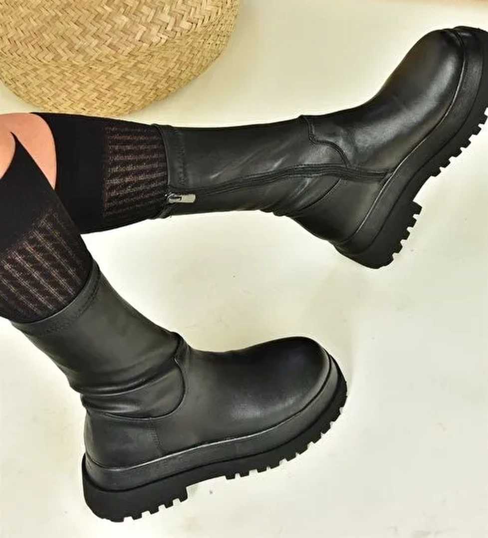 Siyah Esnek Streç Kadın Bot N267064309 - Görsel 1