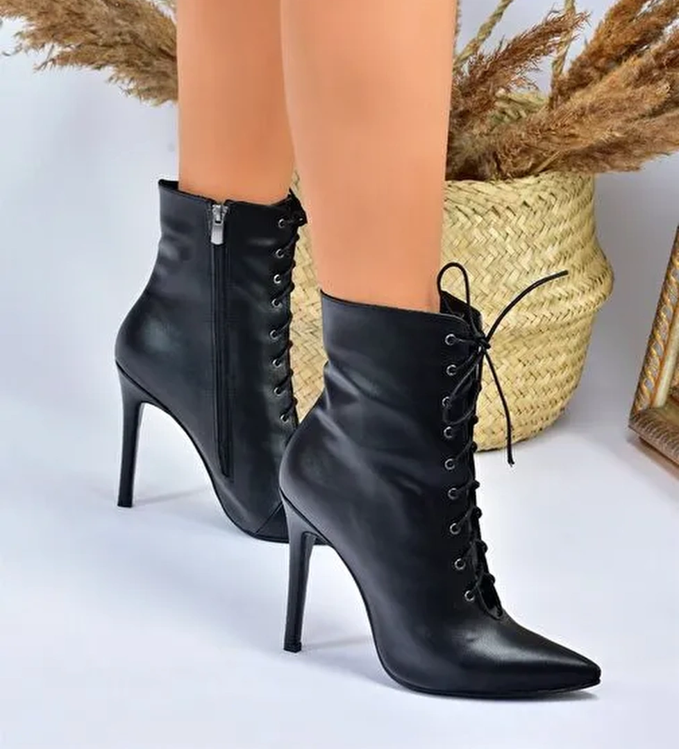 Siyah İnce Yüksek Topuklu Kadın Bot L372493509 - Görsel 1