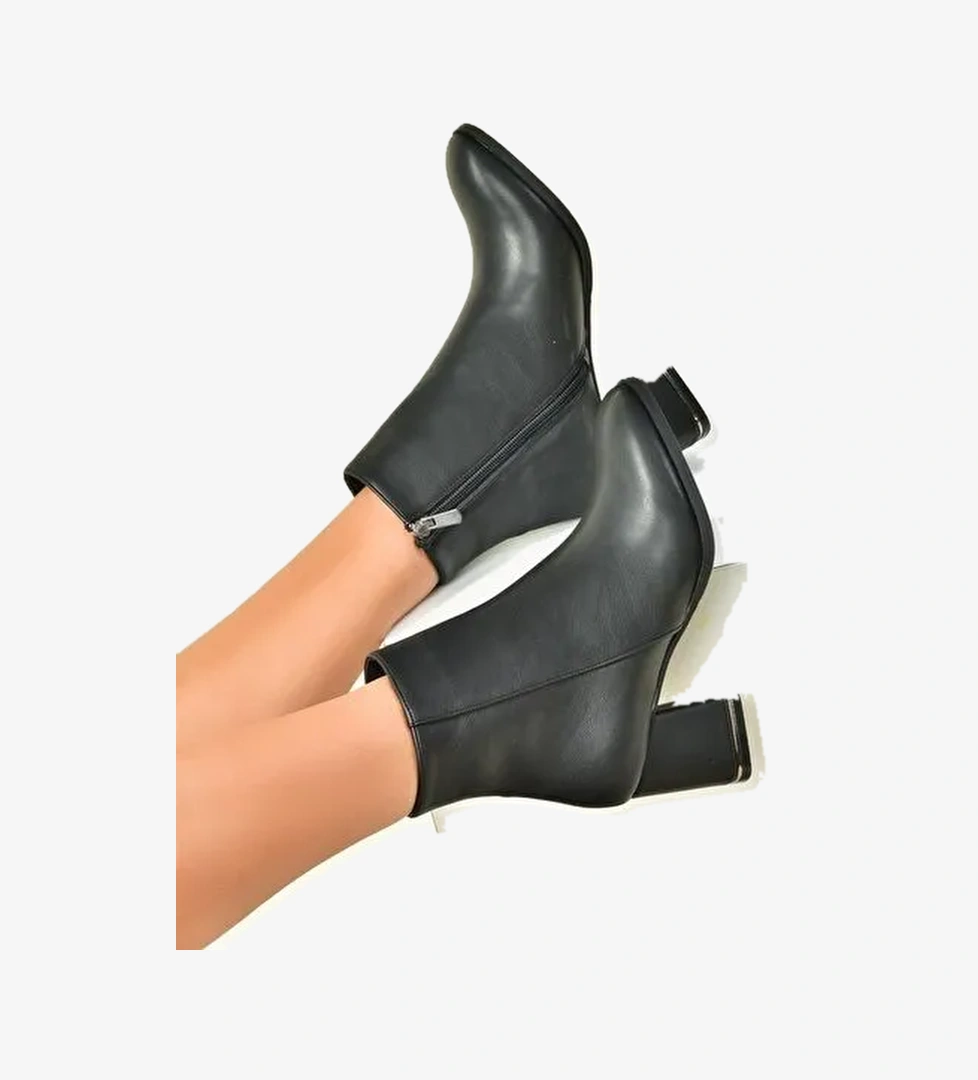 Siyah Kalın Topuklu Kadın Bot N282921909 - Görsel 1