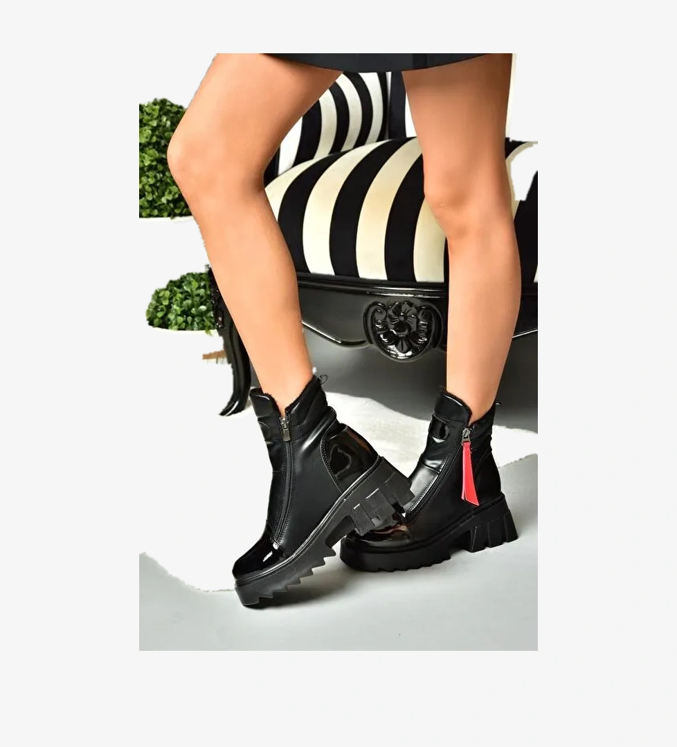 L239001809 Siyah Kalın Tabanlı Kadın Bot - Görsel 1