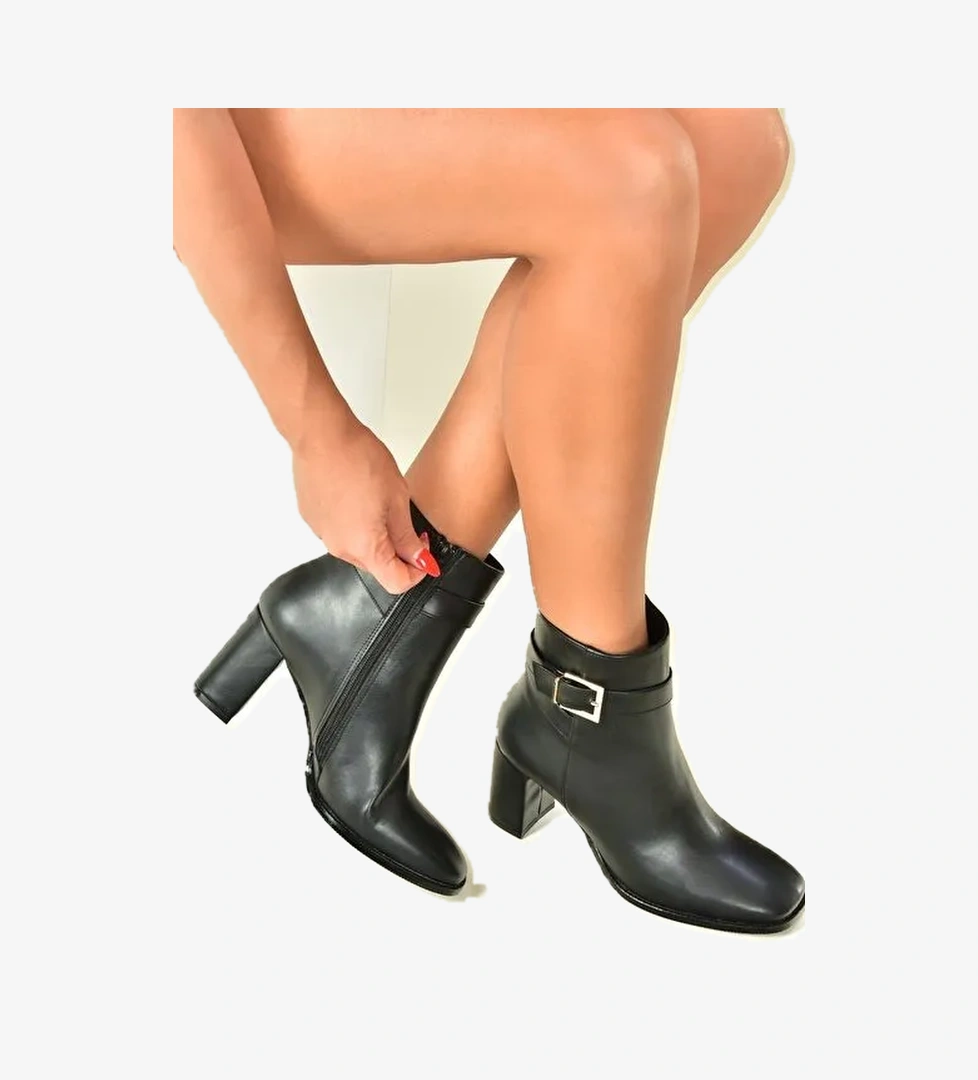 Siyah Kalın Topuklu Kadın Bot N820090509 - Görsel 1