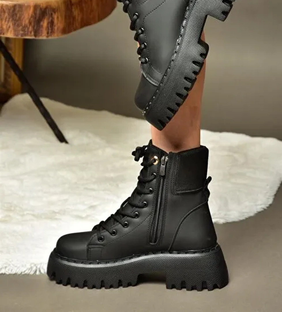 R973970109 Siyah Kalın Tabanlı Günlük Kadın Bot - Görsel 1