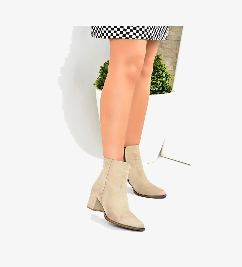 Bej/Kahverengi Süet Kadın Bot G654013102 - Görsel 1