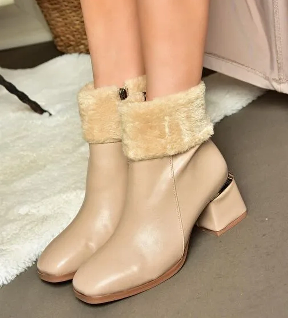 R241049109 Ten Kalın Topuklu Kadın Bot - Görsel 1