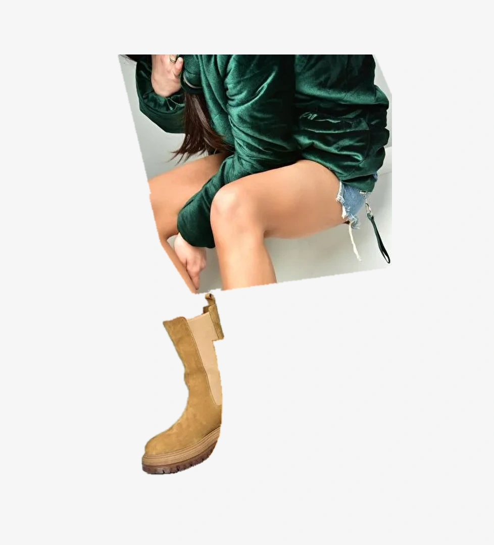 R555268002 Taba Hakiki Deri Süet Kadın Bot - Görsel 1