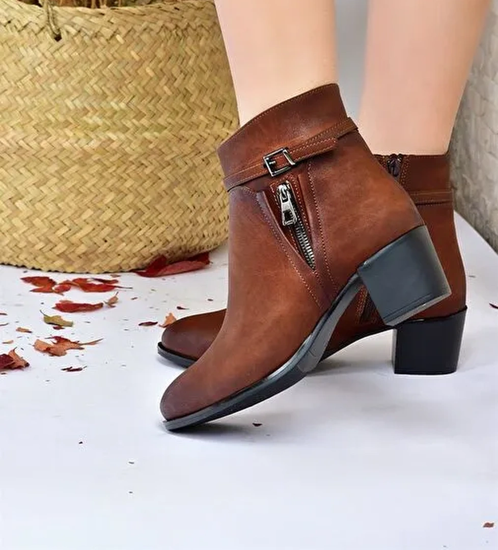 Taba Kalın Topuklu Kadın Bot L674155209 - Görsel 1